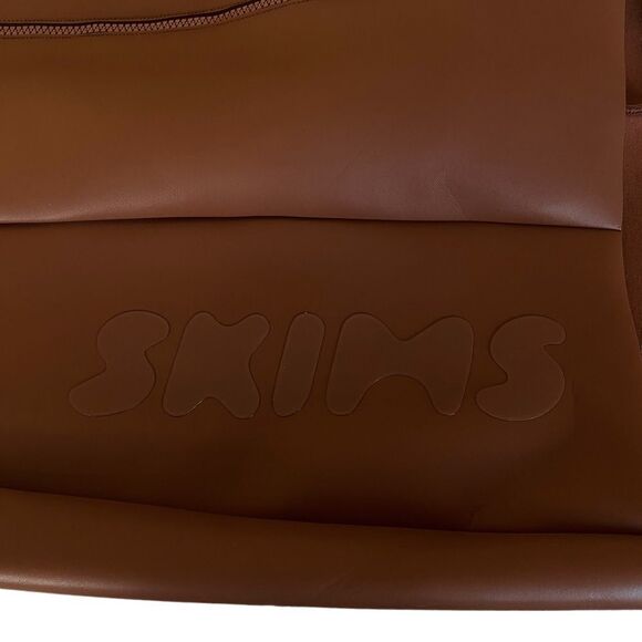 SKIMS Cocoa Brown Rubberized Scuba Swim Mock Neck Zip Front Mini Dress NWT - Picture 10 of 16